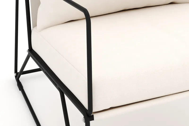Usteryd loungefåtölj utomhus i järn med vattenavisande dyna i beige - Svart - Utemöbler - Utestol & trädgårdsstol - Utefåtölj & loungefåtölj