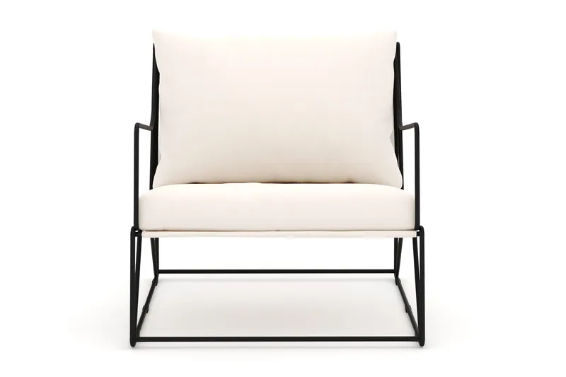 Usteryd loungefåtölj utomhus i järn med vattenavisande dyna i beige - Svart - Utemöbler - Utestol & trädgårdsstol - Utefåtölj & loungefåtölj