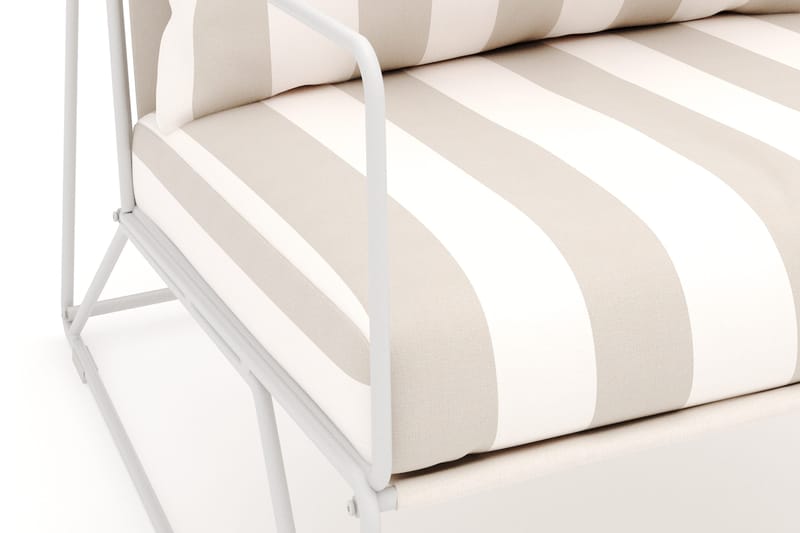 Usteryd loungefåtölj utomhus i järn med vattenavisande randig dyna - Beige / Vit - Utemöbler - Utestol & trädgårdsstol - Utefåtölj & loungefåtölj