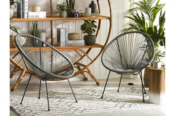 Cayaco Utestol 2-pack - Konstrotting/Mörkgrå - Utemöbler - Utestol & trädgårdsstol - Utefåtölj & loungefåtölj