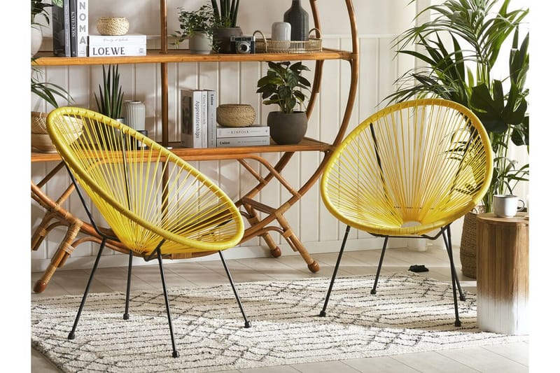 Cayaco Utestol 2-pack - Konstrotting/Gul - Utemöbler - Utestol & trädgårdsstol - Utefåtölj & loungefåtölj