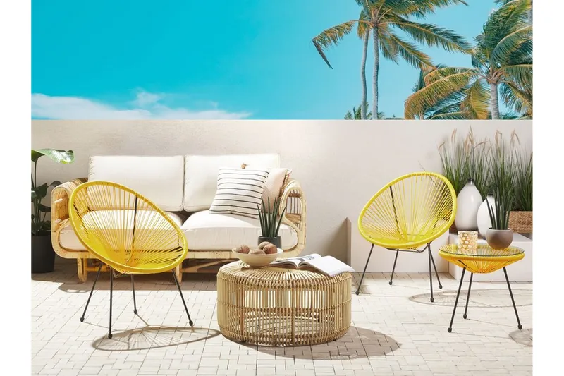 Cayaco Utestol 2-pack - Konstrotting/Gul - Utemöbler - Utestol & trädgårdsstol - Utefåtölj & loungefåtölj