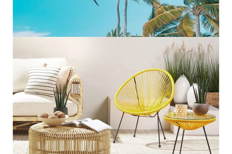 Cayaco Utestol - Konstrotting/Gul - Utemöbler - Utestol & trädgårdsstol - Utefåtölj & loungefåtölj