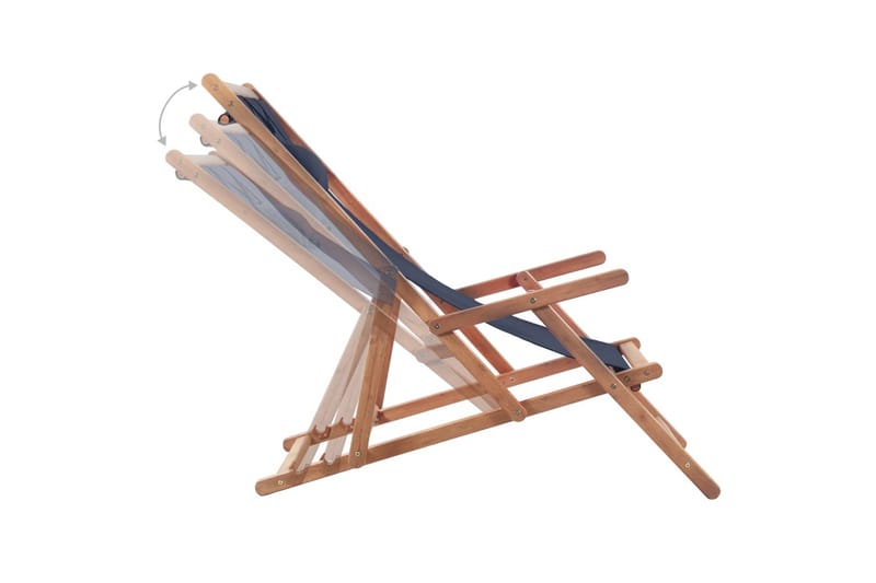 Hopfällbar strandstol tyg och träram blå - Blå - Loungestol utomhus - Utefåtölj & loungefåtölj