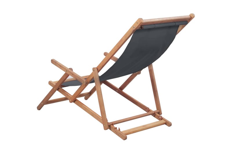 Hopfällbar strandstol tyg och träram grå - Grå - Loungestol utomhus - Utefåtölj & loungefåtölj