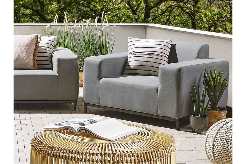 Hughen Utefåtölj 2-pack - Grå/Svart - Utemöbler - Utestol & trädgårdsstol - Utefåtölj & loungefåtölj