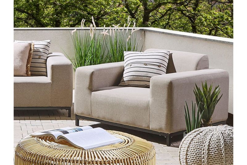 Hughen Utefåtölj 2-pack - Beige/Svart - Utemöbler - Utestol & trädgårdsstol - Utefåtölj & loungefåtölj