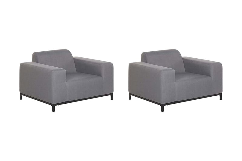 Hughen Utefåtölj 2-pack - Grå/Svart - Utemöbler - Utestol & trädgårdsstol - Utefåtölj & loungefåtölj