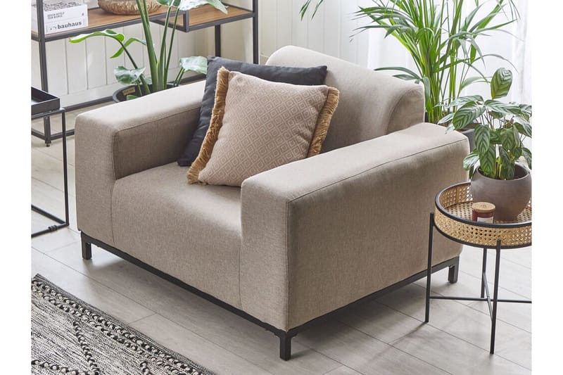 Hughen Utefåtölj 2-pack - Beige/Svart - Utemöbler - Utestol & trädgårdsstol - Utefåtölj & loungefåtölj