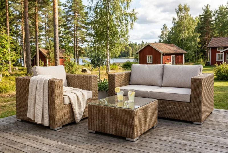 Marcus Loungefåtölj med Dyna - Utefåtölj Rotting Utemöbler - Natur Brun - Utemöbler - Utestol & trädgårdsstol - Utefåtölj & loungefåtölj