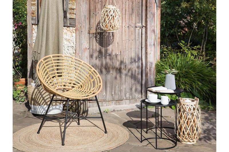 Rottingstol 2 st ljusbrun ACERRA - Trä/natur - Loungestol utomhus - Utefåtölj & loungefåtölj