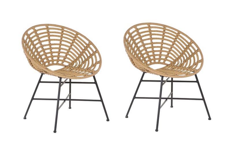 Rottingstol 2 st ljusbrun ACERRA - Trä/natur - Utemöbler - Utestol & trädgårdsstol - Utefåtölj & loungefåtölj