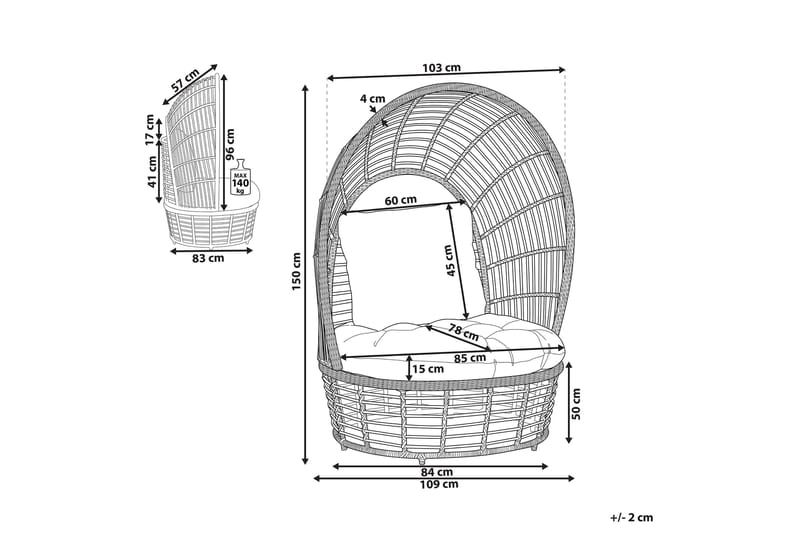 Trädgårdsfåtölj konstrotting natur/vit LIDO - Trä/natur - Utemöbler - Utestol & trädgårdsstol - Utefåtölj & loungefåtölj