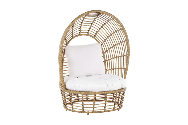Trädgårdsfåtölj konstrotting natur/vit LIDO, Trä/natur