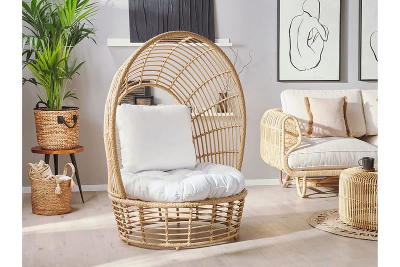 Trädgårdsfåtölj konstrotting natur/vit LIDO - Trä/natur - Utemöbler - Utestol & trädgårdsstol - Utefåtölj & loungefåtölj