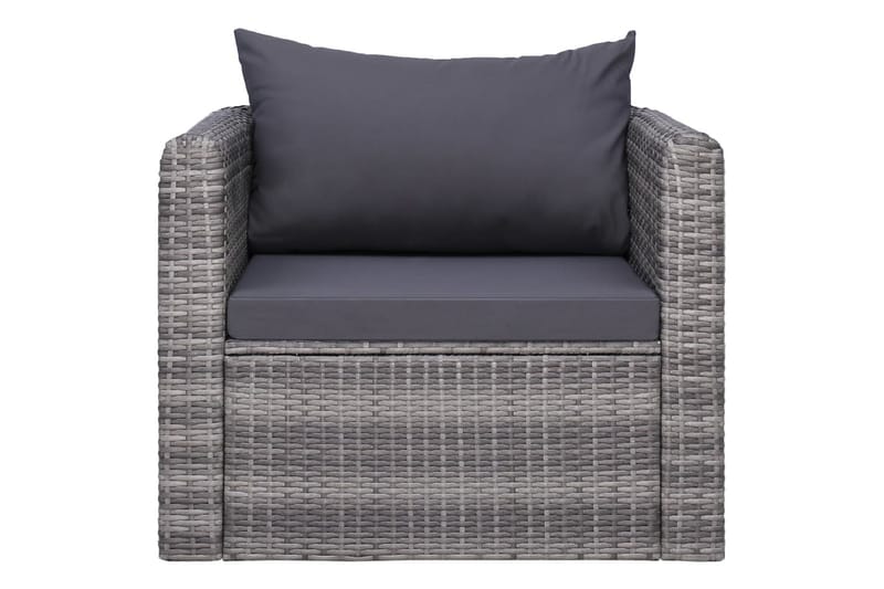 Trädgårdsstol med dyna och kudde konstrotting grå - Grå - Loungestol utomhus - Utefåtölj & loungefåtölj