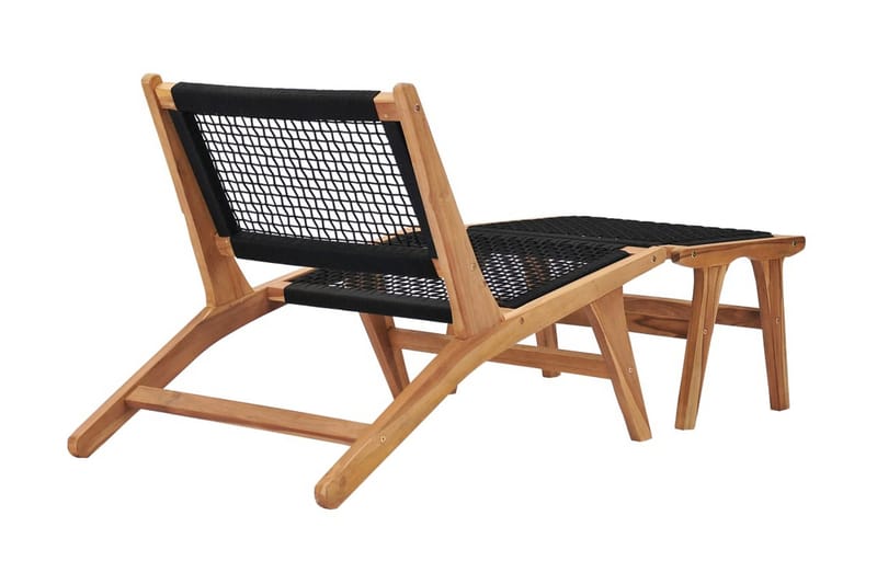 Trädgårdsstol med fotpall massiv teak och rep - Brun - Utemöbler - Utestol & trädgårdsstol - Utefåtölj & loungefåtölj