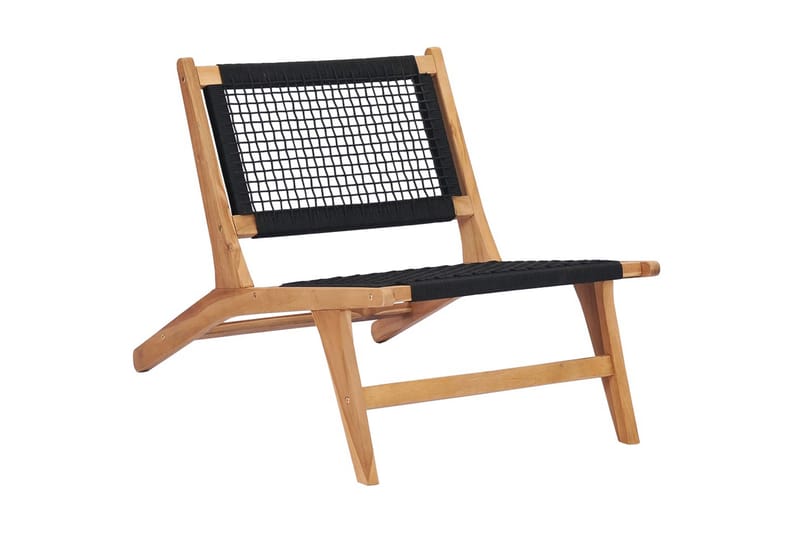 Trädgårdsstol med fotpall massiv teak och rep - Brun - Loungestol utomhus - Utefåtölj & loungefåtölj