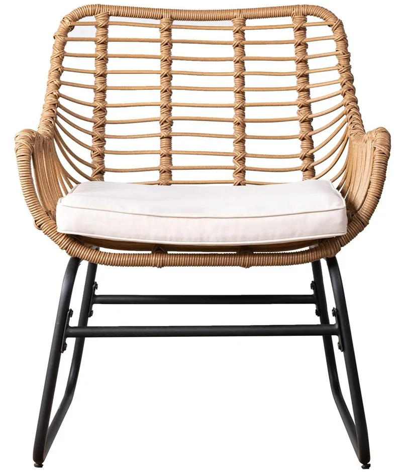 Utematstol Sommar i konstrotting Beige / Svart - 2 st, Svart/Natur