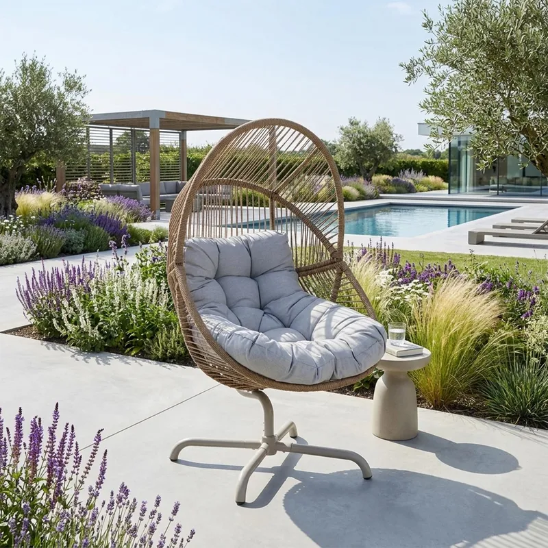 Vilostol Dorian snurrfåtölj 89x95x154 cm - Ljusbrun - Utemöbler - Utestol & trädgårdsstol - Utefåtölj & loungefåtölj