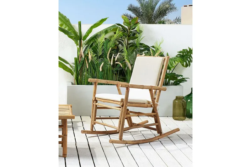 Vonsha Gungstol utomhus - Vit/Ljusbrun - Utemöbler - Utestol & trädgårdsstol - Gungstol utomhus