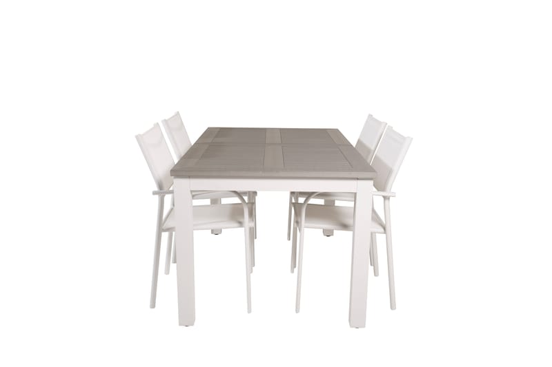 Albany Matgrupp Utomhus 150-210 cm Rektangulär med 4 Santorini Utestolar - Grå - Utemöbler - Utegrupp - Matgrupp utomhus