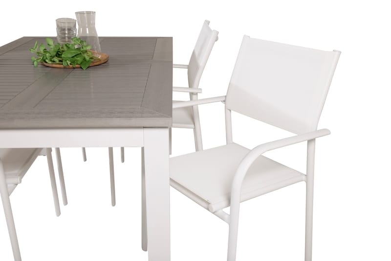 Albany Matgrupp Utomhus 150-210 cm Rektangulär med 4 Santorini Utestolar - Grå - Utemöbler - Utegrupp - Matgrupp utomhus