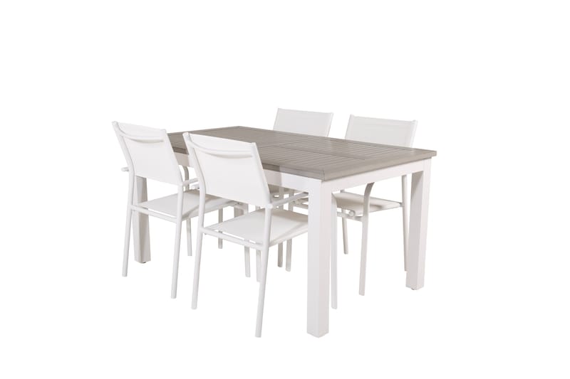 Albany Matgrupp Utomhus 150-210 cm Rektangulär med 4 Santorini Utestolar - Grå - Utemöbler - Utegrupp - Matgrupp utomhus