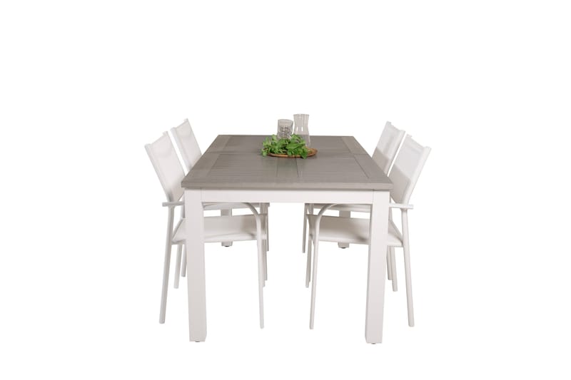 Albany Matgrupp Utomhus 150-210 cm Rektangulär med 4 Santorini Utestolar - Grå - Utemöbler - Utegrupp - Matgrupp utomhus