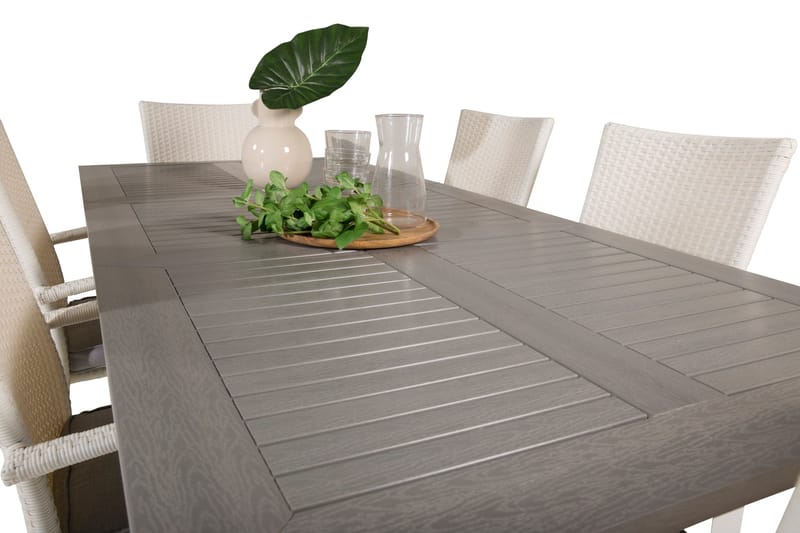 Albany Matgrupp Utomhus 150-210 cm Rektangulär med 6 Anna Utestolar - Grå - Utemöbler - Utegrupp - Matgrupp utomhus