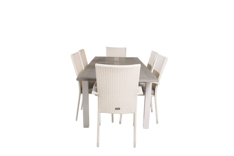 Albany Matgrupp Utomhus 150-210 cm Rektangulär med 6 Anna Utestolar, Grå