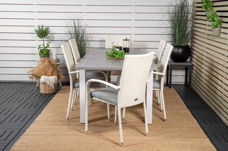 Albany Matgrupp Utomhus 150-210 cm Rektangulär med 6 Anna Utestolar - Grå - Utemöbler - Utegrupp - Matgrupp utomhus
