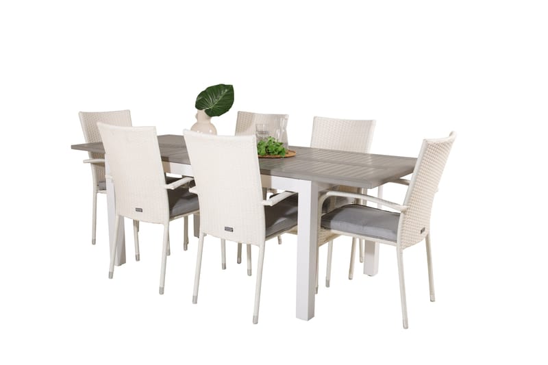 Albany Matgrupp Utomhus 150-210 cm Rektangulär med 6 Anna Utestolar - Grå - Utemöbler - Utegrupp - Matgrupp utomhus