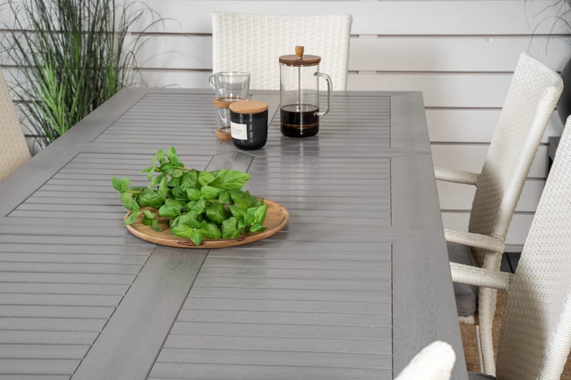 Albany Matgrupp Utomhus 150-210 cm Rektangulär med 6 Anna Utestolar - Grå - Utemöbler - Utegrupp - Matgrupp utomhus