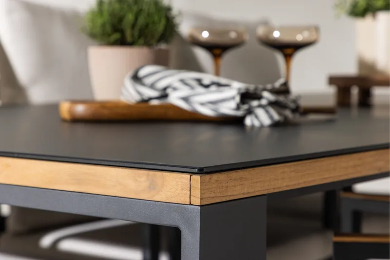 Aspvik Matgrupp 200x100cm - Svart/Teak - Utemöbler - Utegrupp - Matgrupp utomhus