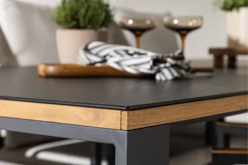 Aspvik Matgrupp 200x100cm - Svart/Teak - Utemöbler - Utegrupp - Matgrupp utomhus