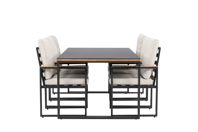 Aspvik Matgrupp 200x100cm - Svart/Teak - Utemöbler - Utegrupp - Matgrupp utomhus