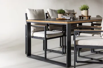 Aspvik Matgrupp 200x100cm - Svart/Teak - Utemöbler - Utegrupp - Matgrupp utomhus