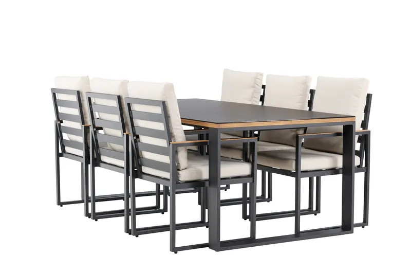 Aspvik Matgrupp 200x100cm - Svart/Teak - Utemöbler - Utegrupp - Matgrupp utomhus