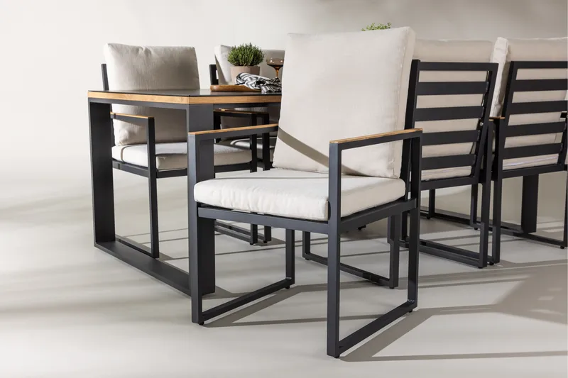 Aspvik Matgrupp 200x100cm - Svart/Teak - Utemöbler - Utegrupp - Matgrupp utomhus