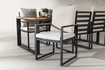 Aspvik Matgrupp 200x100cm - Svart/Teak - Utemöbler - Utegrupp - Matgrupp utomhus