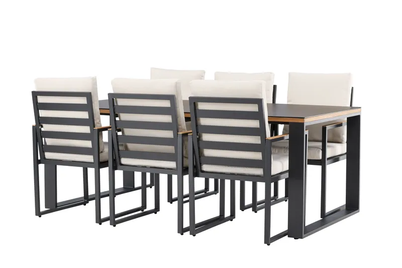 Aspvik Matgrupp 200x100cm - Svart/Teak - Utemöbler - Utegrupp - Matgrupp utomhus