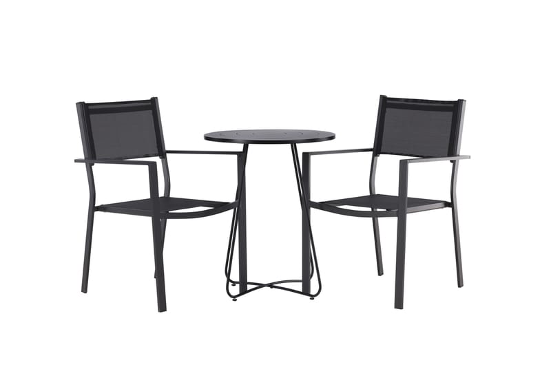 Bacong Matgrupp Utomhus 60 cm Rund med 2 Copacabana Utestolar - Svart - Utemöbler - Utegrupp - Matgrupp utomhus