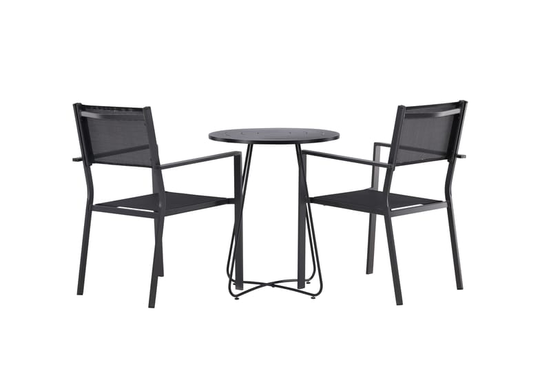 Bacong Matgrupp Utomhus 60 cm Rund med 2 Copacabana Utestolar - Svart - Utemöbler - Utegrupp - Matgrupp utomhus