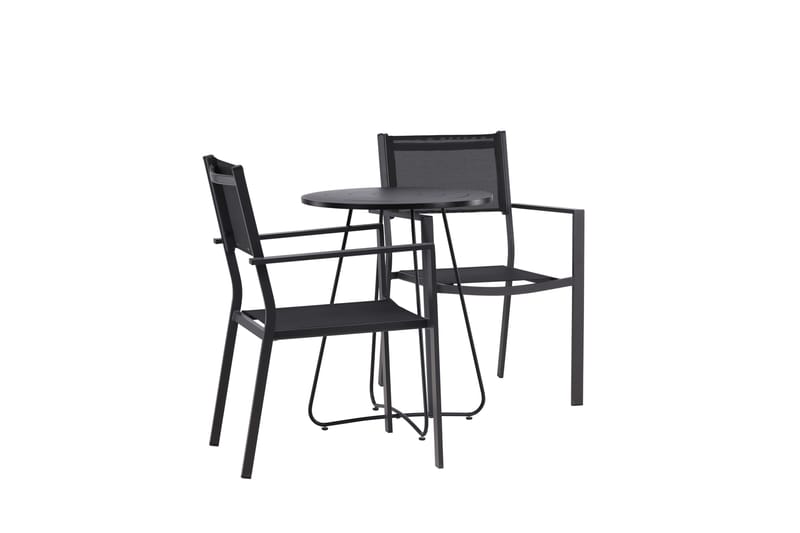 Bacong Matgrupp Utomhus 60 cm Rund med 2 Copacabana Utestolar - Svart - Utemöbler - Utegrupp - Matgrupp utomhus
