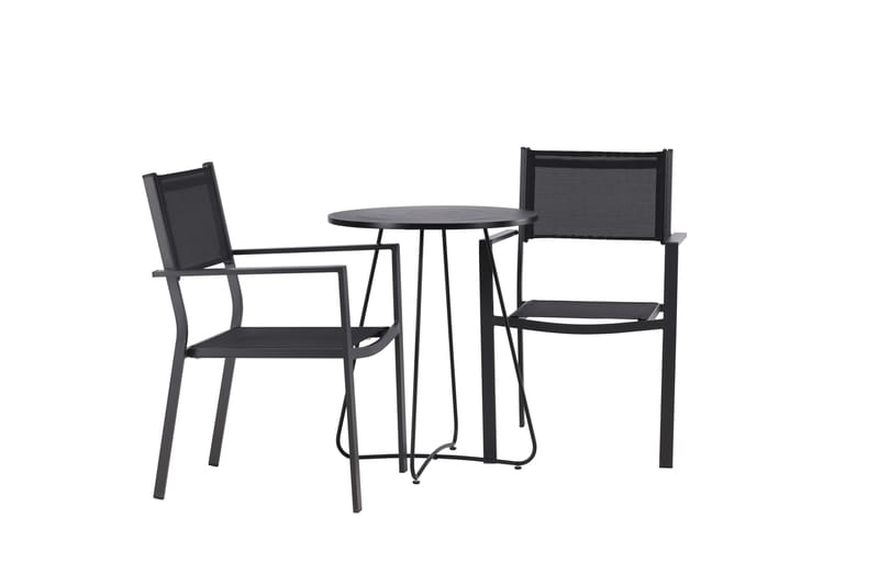 Bacong Matgrupp Utomhus 60 cm Rund med 2 Copacabana Utestolar - Svart - Utemöbler - Utegrupp - Matgrupp utomhus