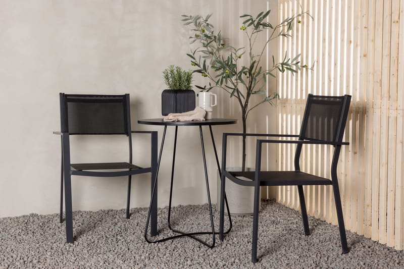 Bacong Matgrupp Utomhus 60 cm Rund med 2 Copacabana Utestolar - Svart - Utemöbler - Utegrupp - Matgrupp utomhus