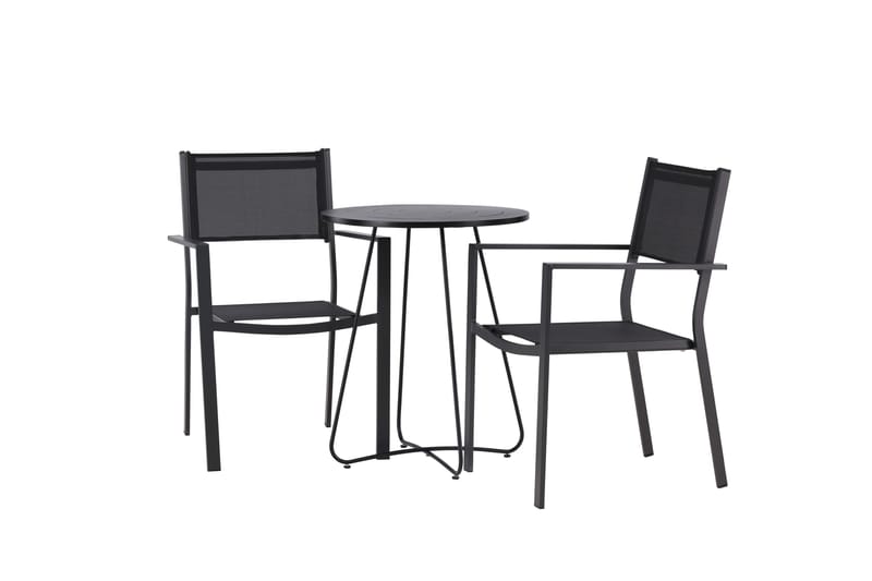 Bacong Matgrupp Utomhus 60 cm Rund med 2 Copacabana Utestolar - Svart - Utemöbler - Utegrupp - Matgrupp utomhus