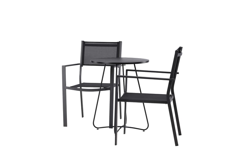 Bacong Matgrupp Utomhus 60 cm Rund med 2 Copacabana Utestolar - Svart - Utemöbler - Utegrupp - Matgrupp utomhus