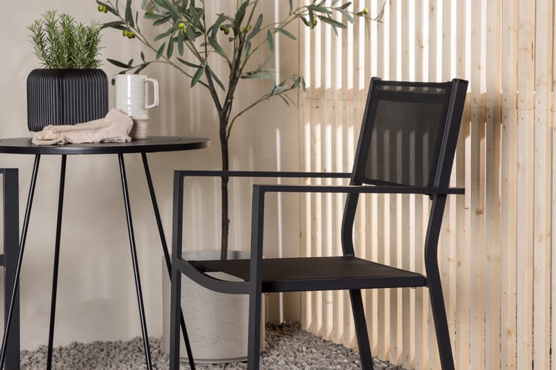 Bacong Matgrupp Utomhus 60 cm Rund med 2 Copacabana Utestolar - Svart - Utemöbler - Utegrupp - Matgrupp utomhus